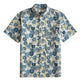 OROMEN Cherry Blossoms in Full Bloom shirt front flat lay, blue sakura print on cream