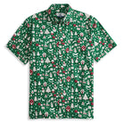 OROMEN Christmas In The Snow Shirt – Front Flat Lay, Green Retro Christmas All-Over Print