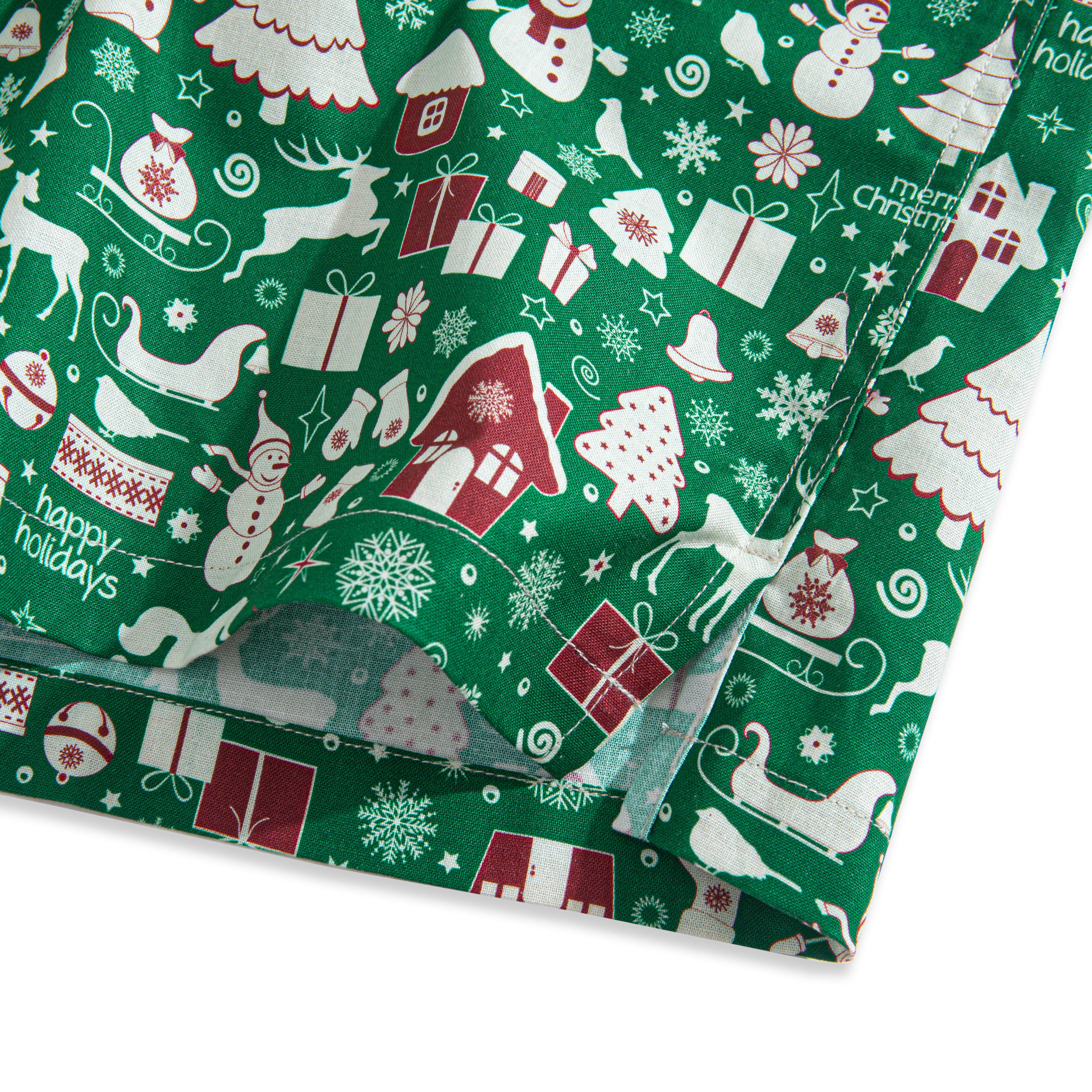 OROMEN Christmas In The Snow Shirt – Side View, Green Snowflake & Holiday Icons Print