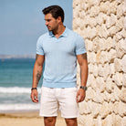 OROMEN Classic Polo Shirt – Ice Silk Viscose Knit Detail