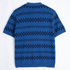 OROMEN Cobalt Blue Jacquard Knit Shirt – Lifestyle Styling Shot