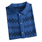 OROMEN Cobalt Blue Knit Shirt – Side Profile View
