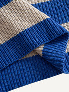 OROMEN Color-Block Striped V-Neck Sweater hem detail showing structured ribbed knit finish