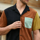 OROMEN Contrast Corduroy Shirt Model Upper Body Detail