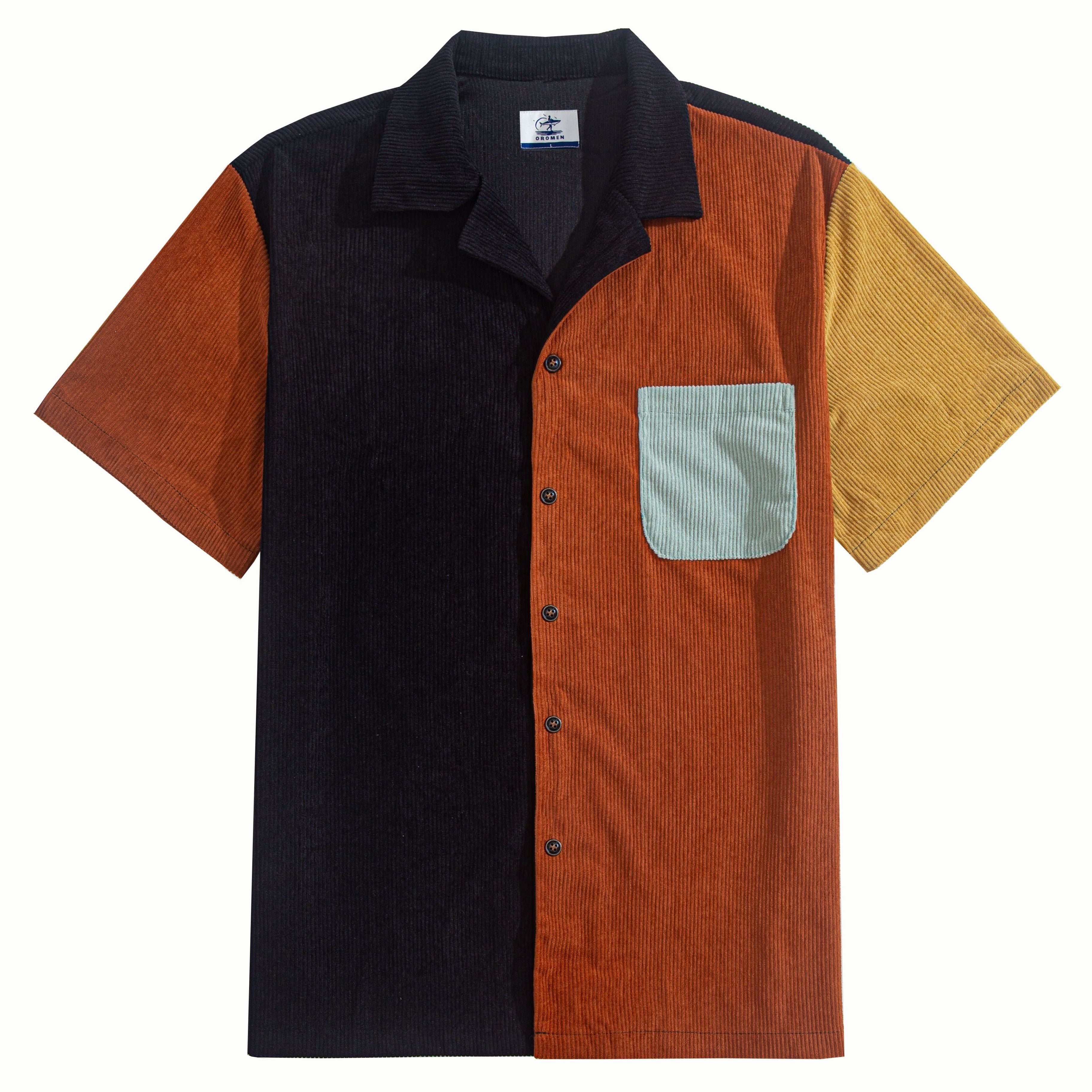 OROMEN Contrast Corduroy Shirt – Front Flat Lay