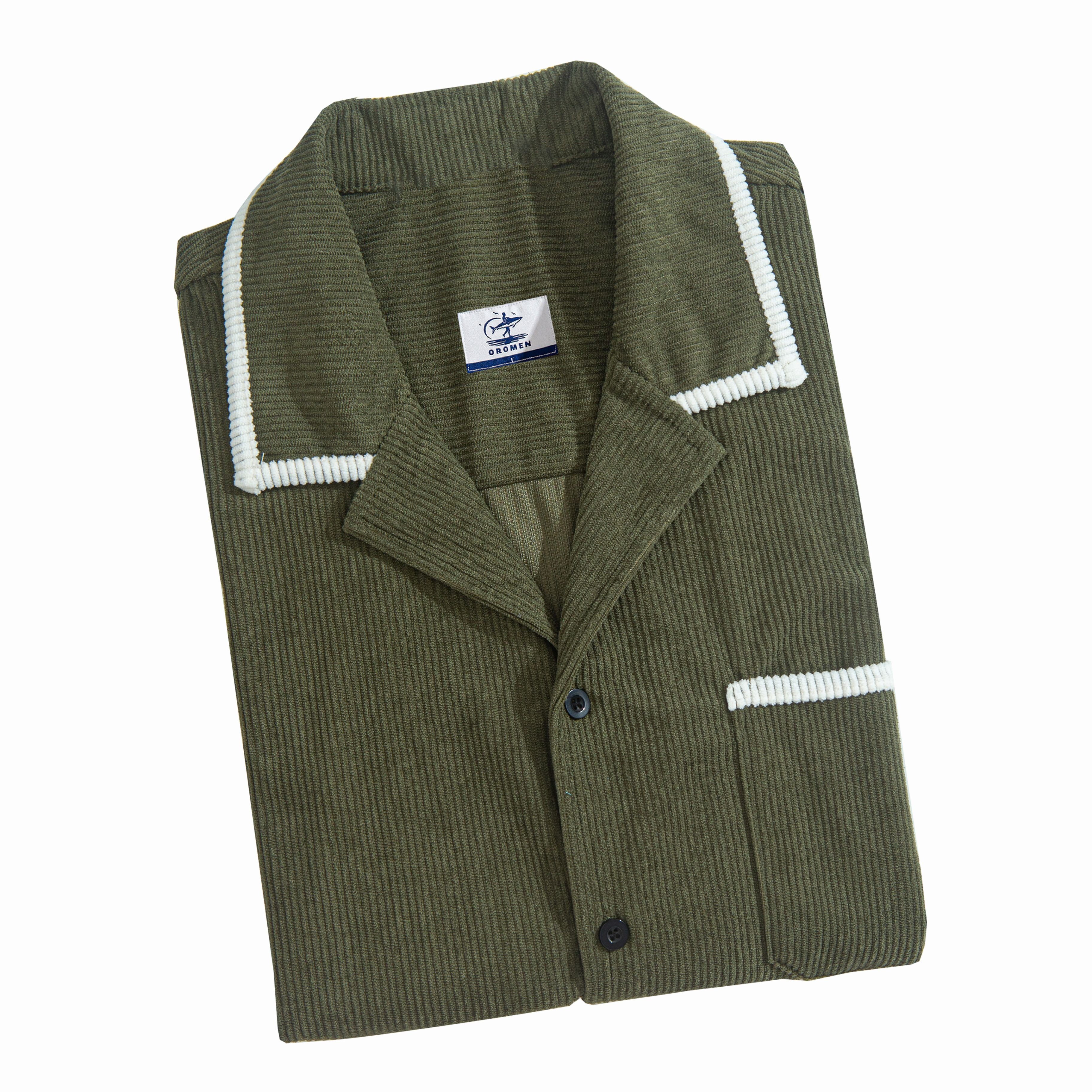  OROMEN Corduroy Contrast-Trim Shirt Folded Display