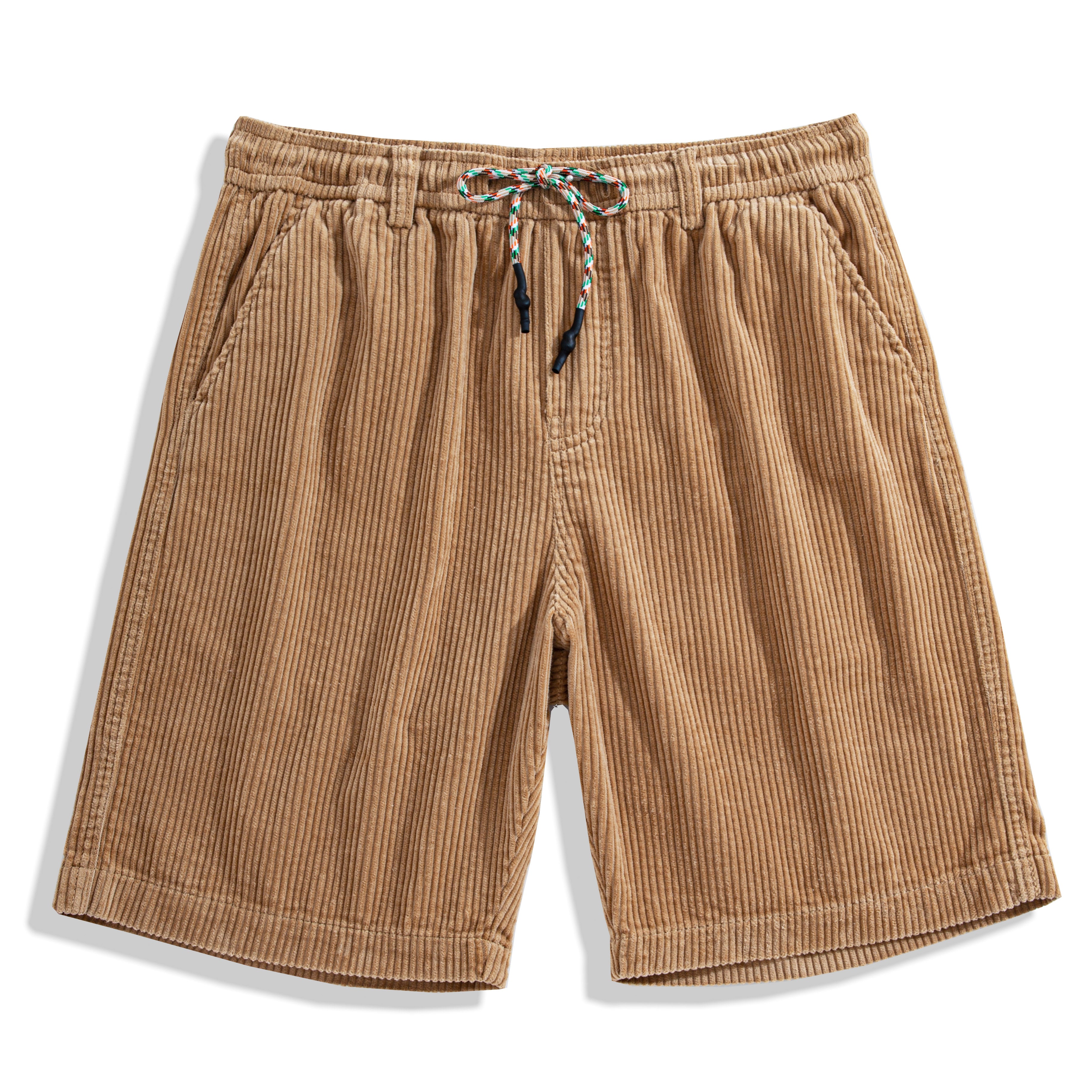 OROMEN Men's Khaki 100% Cotton Corduroy Shorts - Relaxed Fit