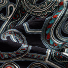OROMEN Cotton Fabric Detail – Nostalgic Paisley Hawaiian Shirt – Black Teal