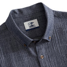 OROMEN Crinkle Shirt – Collar and Shoulder Detail Melange Navy