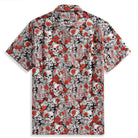 OROMEN Dark Night Rose Aloha Shirt – Back View Full Skull & Red Rose Print