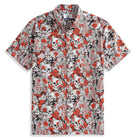 OROMEN Dark Night Rose Aloha Shirt – Skull & Red Rose Print Front View