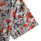 OROMEN Dark Night Rose Shirt – Short Sleeve & Hem Detail Skull Rose Print