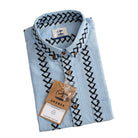 OROMEN Diamond Stripe Jacquard Shirt – Flat Lay