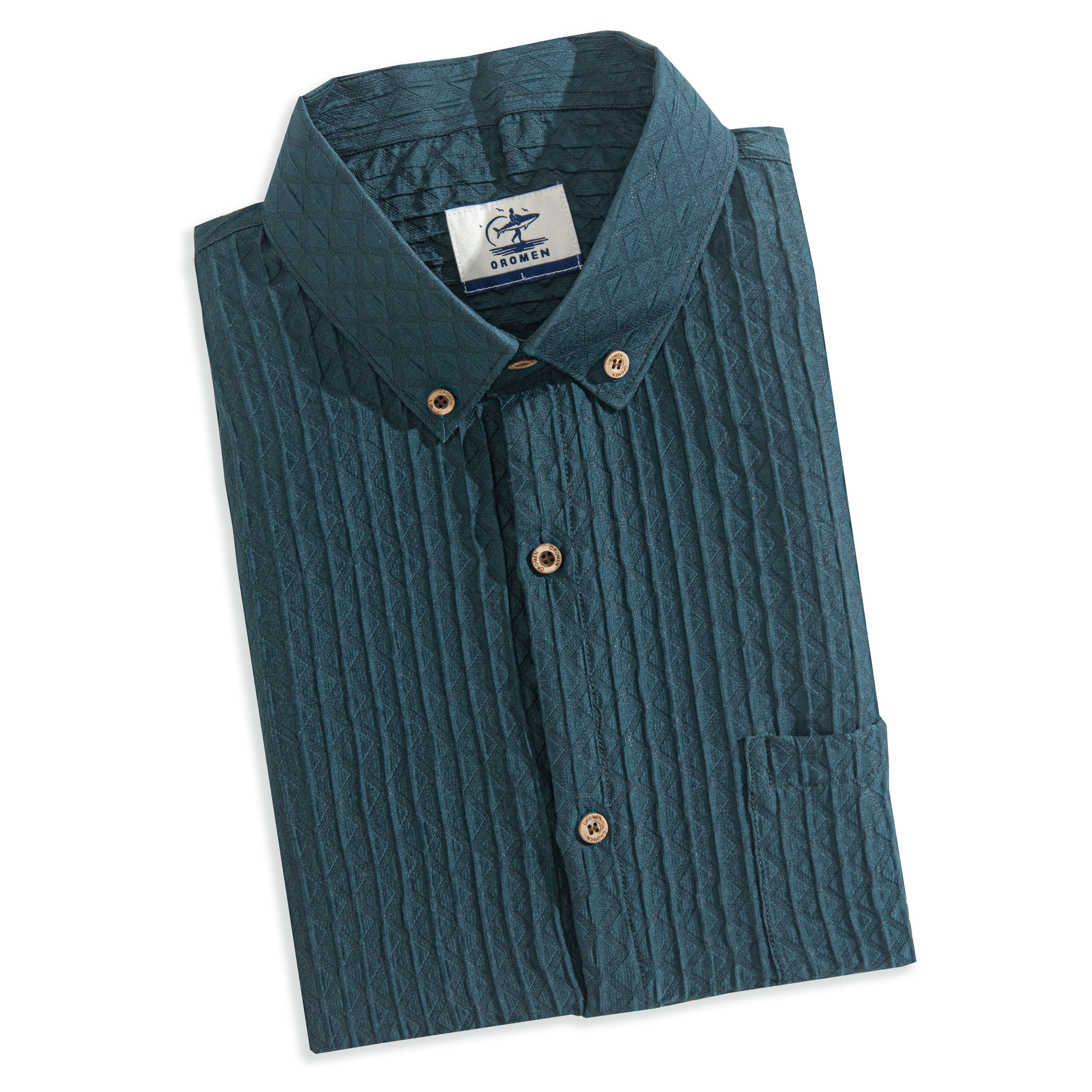 OROMEN Diamond Woven Shirt Folded Display – Cotton Tencel™