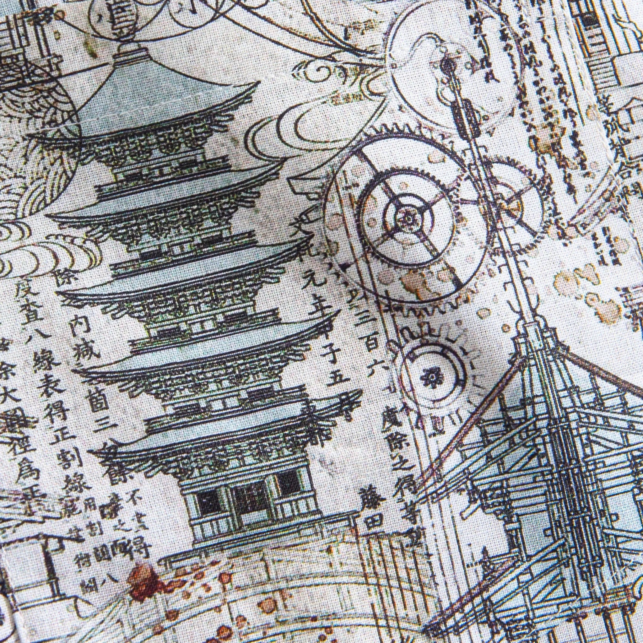 OROMEN Elegance of Pagodas Aloha Shirt – Design Details