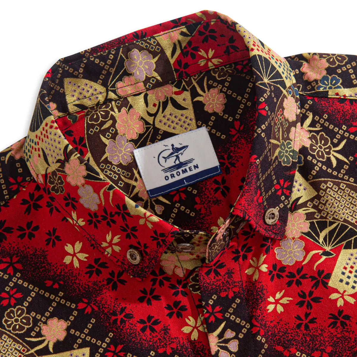 OROMEN Elegance of Sakura Ukiyo-e Shirt – Sakura Print Detail