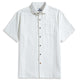 OROMEN Embossed Striped Shirt flat lay – white Tencel™ linen blend with subtle tonal stripe and coconut buttons