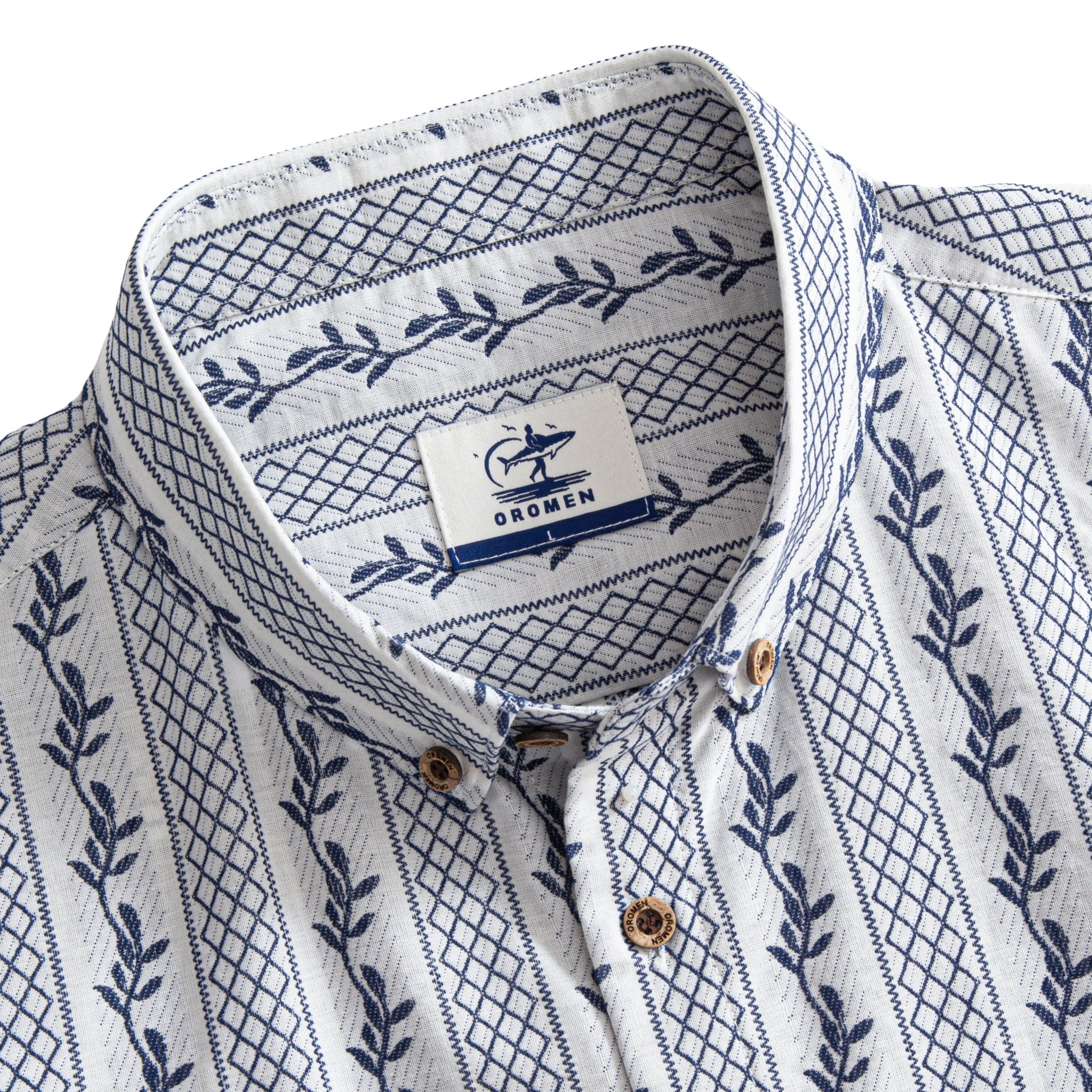 OROMEN Embroidered Striped Shirt – Collar and Cuff Detail