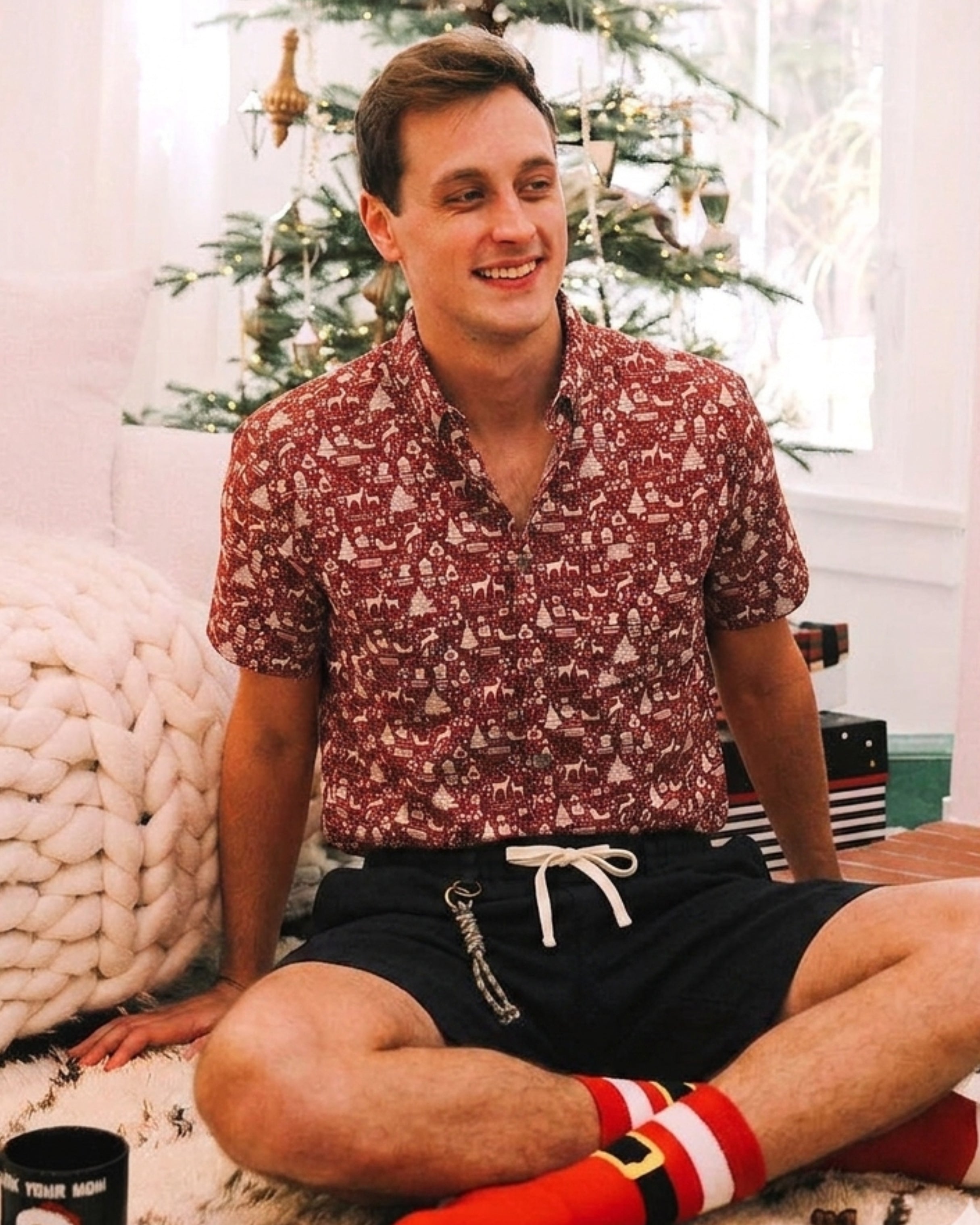 OROMEN Fantasy Christmas Patchwork Shirt – Model Campaign Shot