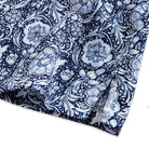 OROMEN Finesse Hall Hawaiian Shirt — side vent and hem detail with Arts & Crafts floral print