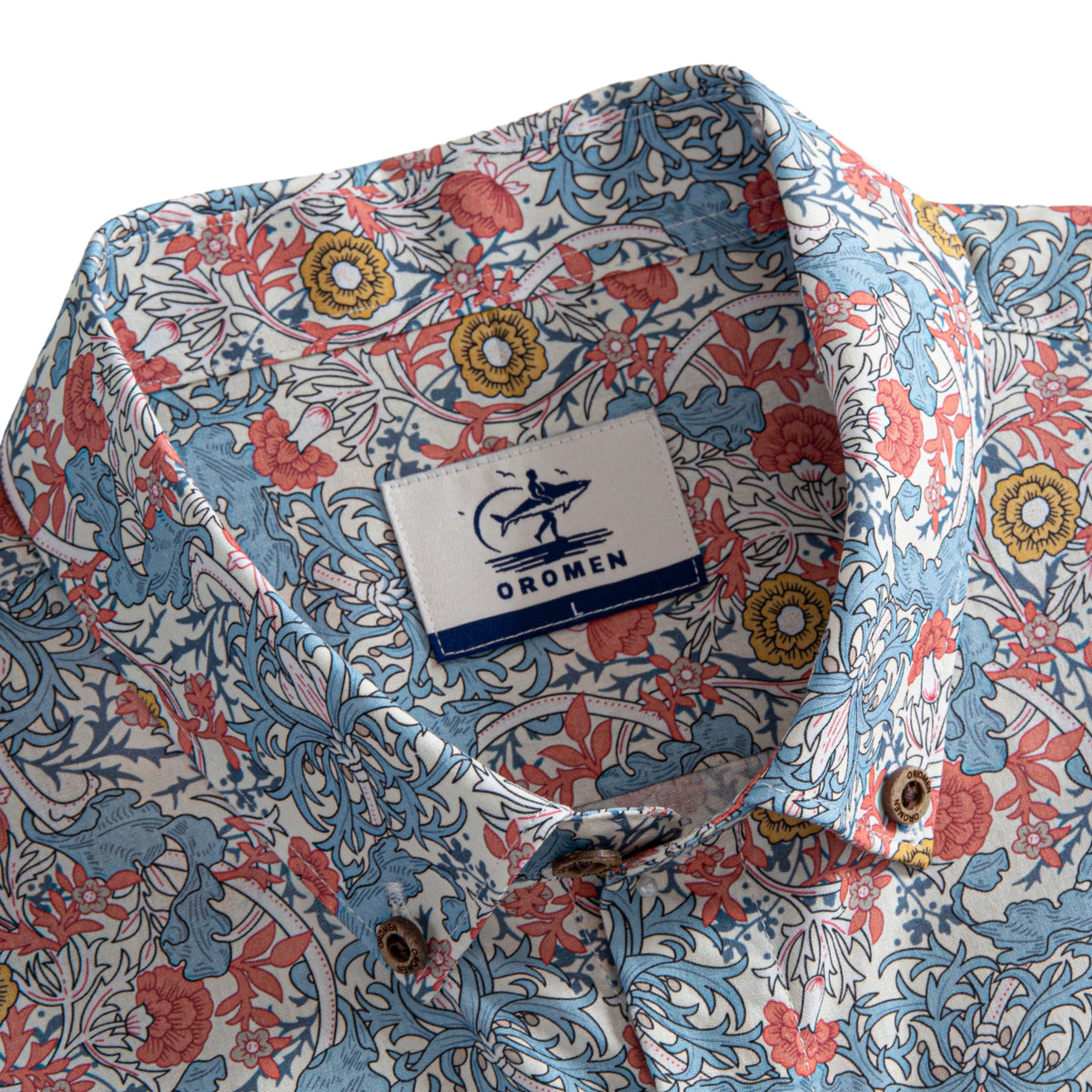 OROMEN Floral Garden Hawaiian Shirt - Button Down Collar