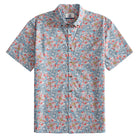 OROMEN Floral Garden Hawaiian Shirt – Front Flat Lay, Pink Peony & Blue Botanical All-Over Print