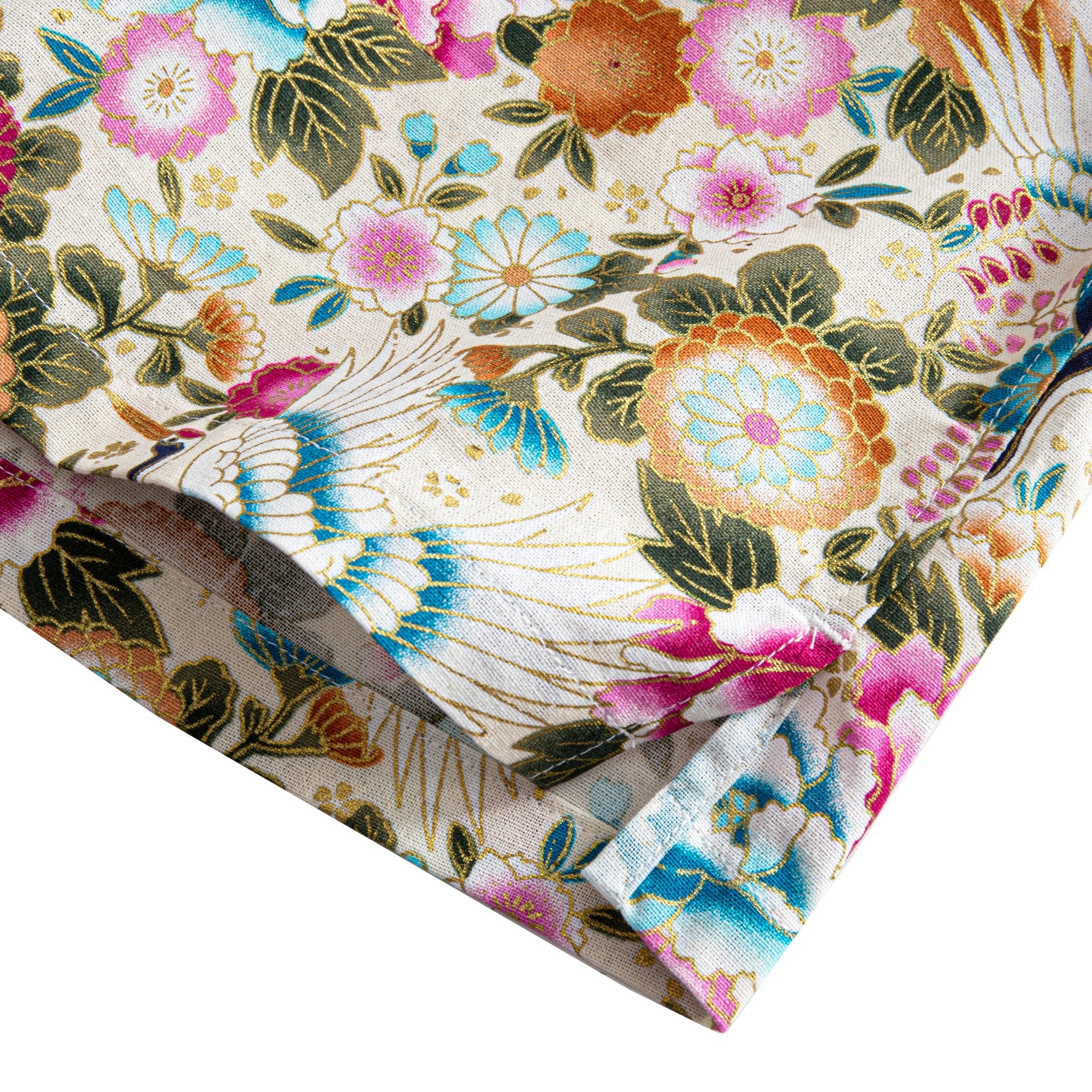 OROMEN Floral Shirt – Side Vent Hem Detail with Japanese Kimono-inspired Print