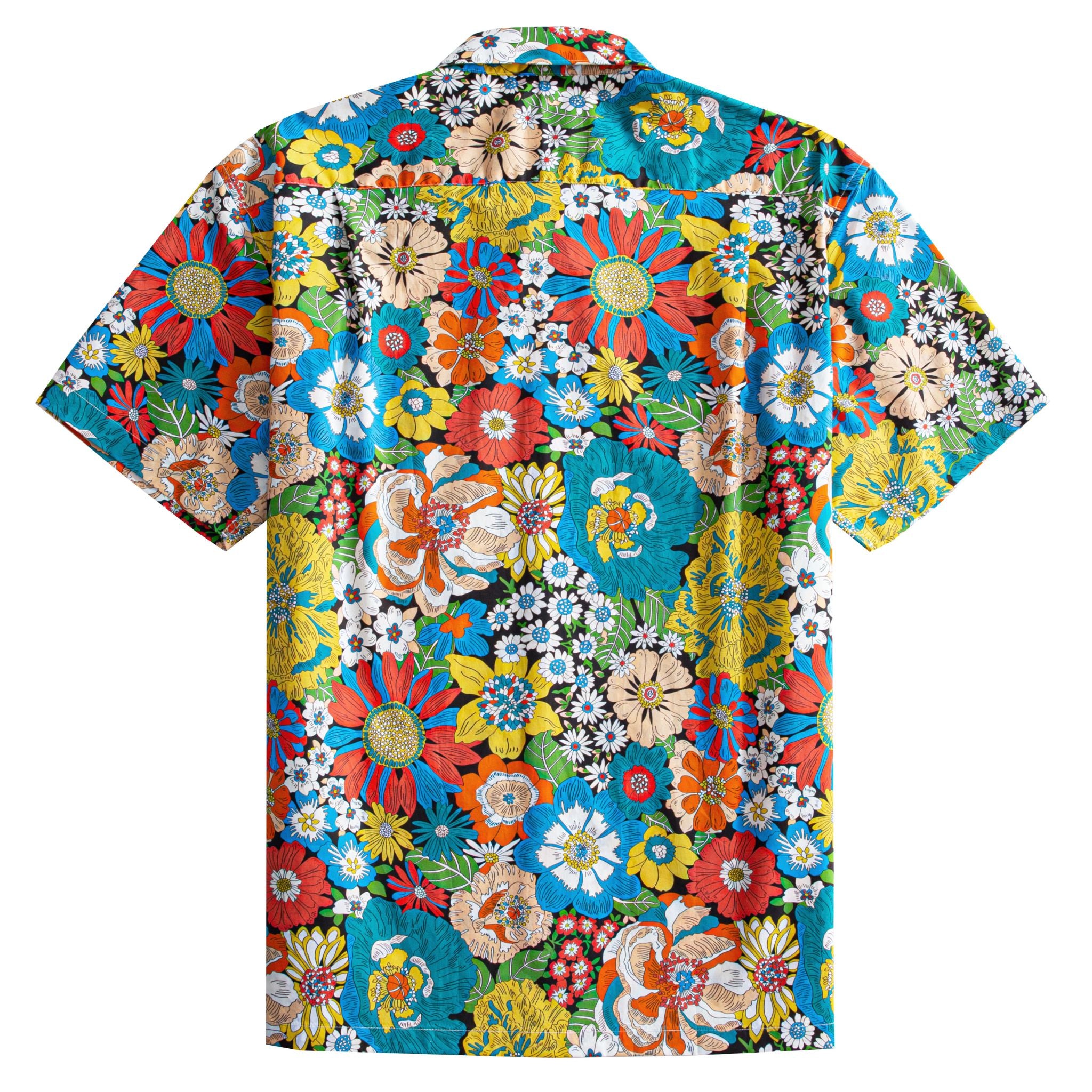 OROMEN Flower Riot Hawaiian Shirt – Multicolor Floral Allover Print, Back View