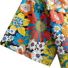 OROMEN Flower Riot Shirt – Hem and Sleeve Detail, Bold Sunflower Floral Print, Retro Hawaiian Style