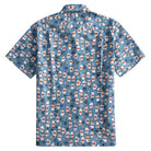 OROMEN Fortune Cat Hawaiian Shirt – Steel Blue Lucky Cat Print, Back View