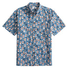 OROMEN Fortune Cat Hawaiian Shirt – Steel Blue Lucky Cat Print, Front View