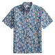 OROMEN Fortune Cat Hawaiian Shirt – Steel Blue Lucky Cat Print, Front View