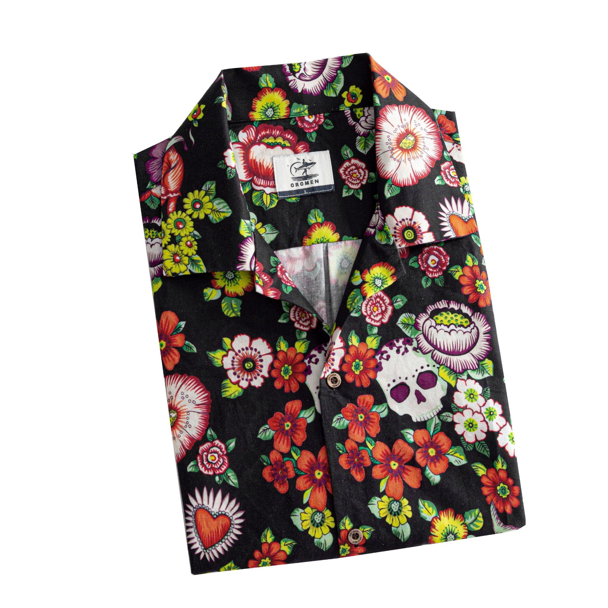 OROMEN Frida & Flowers Shirt – Folded flat lay, ready to give as a gift