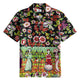 OROMEN Frida & Flowers Shirt – Front View, Black Mexican Folk Art All-Over Print