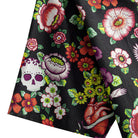 OROMEN Frida & Flowers Shirt – Sleeve detail, floral skull print