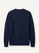 OROMEN Geometric Block Textured Sweater back flat lay showing seamless geometric block pattern