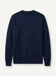 OROMEN Geometric Block Textured Sweater front flat lay in navy blue showing geometric weave