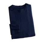 OROMEN Geometric Block Textured Sweater navy blue folded display