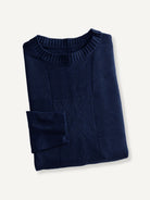 OROMEN Geometric Block Textured Sweater neatly folded flat lay displaying rich navy knit texture