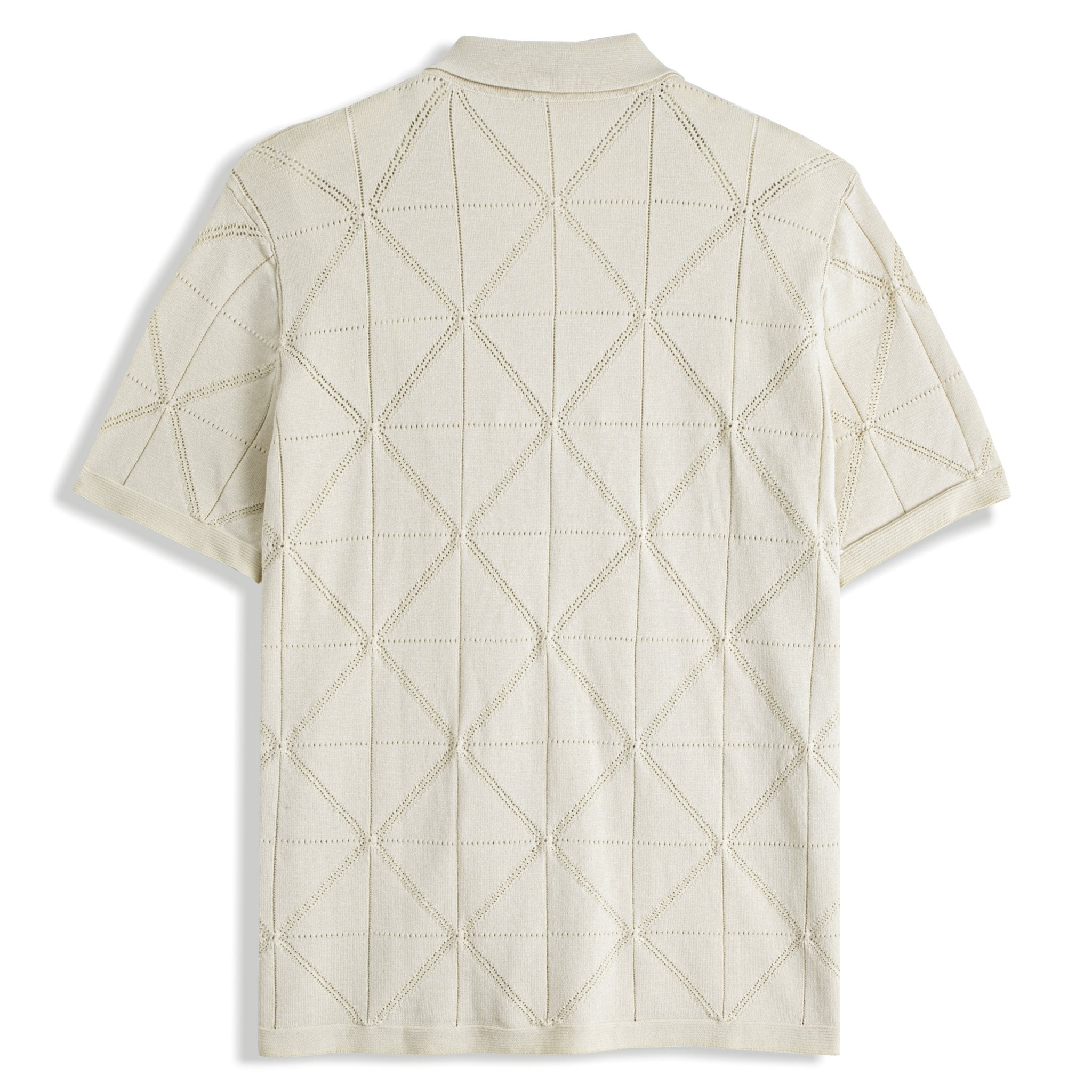 OROMEN Geometric Knit Polo Shirt – Full Body View
