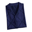 OROMEN Geometric Knit Polo Shirt Navy – Side View