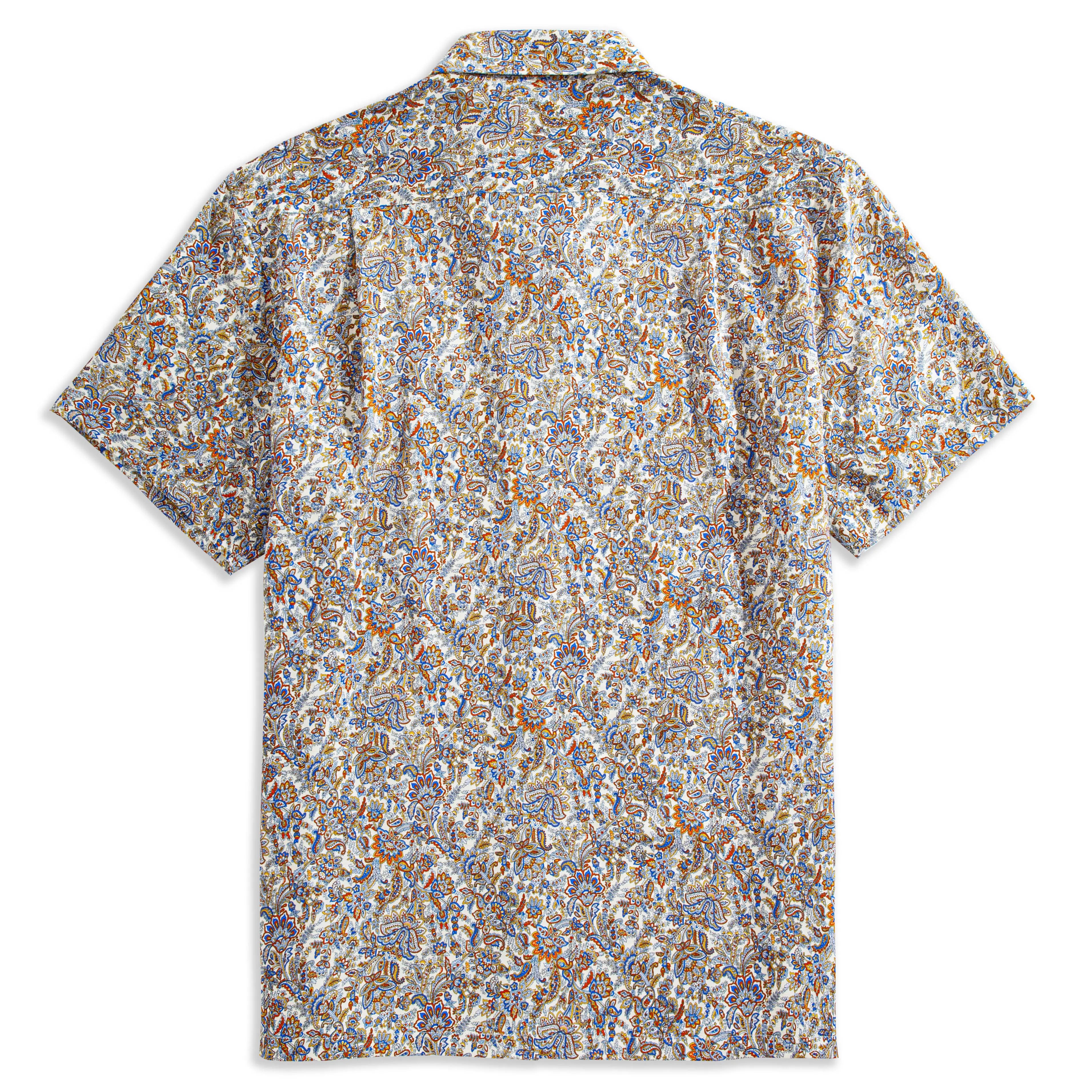 OROMEN Golden Era Hawaiian Shirt back view — full Baroque print Tencel linen shirt