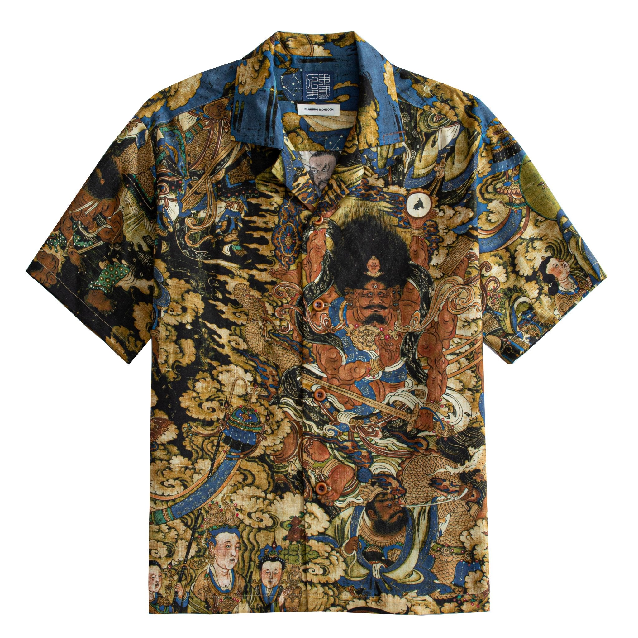 OROMEN Guardian Deities Lyocell Camp Collar Shirt - Front View