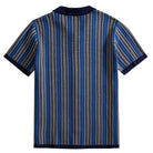 OROMEN Herringbone Jacquard Knit Polo navy blue back flat lay full view