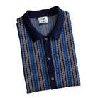 OROMEN Herringbone Jacquard Knit Polo navy blue folded display with label