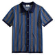 OROMEN Herringbone Jacquard Knit Polo navy blue front flat lay full view