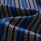 OROMEN Herringbone Jacquard Knit Polo navy blue front hem center detail