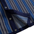 OROMEN Herringbone Jacquard Knit Polo navy blue herringbone knit fabric texture close-up