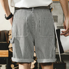 OROMEN Hickory Stripe Cargo Shorts – Fabric Stripe Texture Close-up