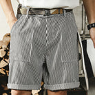 OROMEN Hickory Stripe Utility Cargo Shorts – Front View